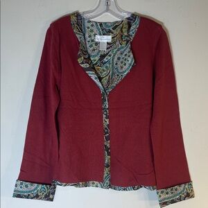 Soft Surroundings Silk Paisley Lined Cashmere Cardigan Jacket. Medium.